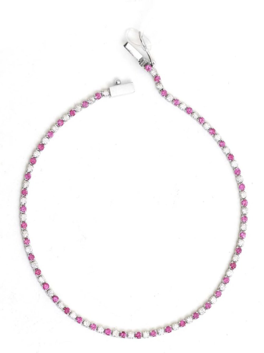 Pink Sapphire & Diamond 14K (18K Custom) Gold Tennis Bracelet